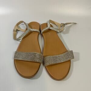 Rhinestone Sandals Women’s Size 8.5 Sparkly Flat Sandals Weddings, formal